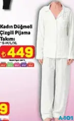 KADIN DÜĞMELİ ÇİZGİLİ PİJAMA TAKIMI KADIN DÜĞMELİ ÇİZGİLİ PİJAMA TAKIMI